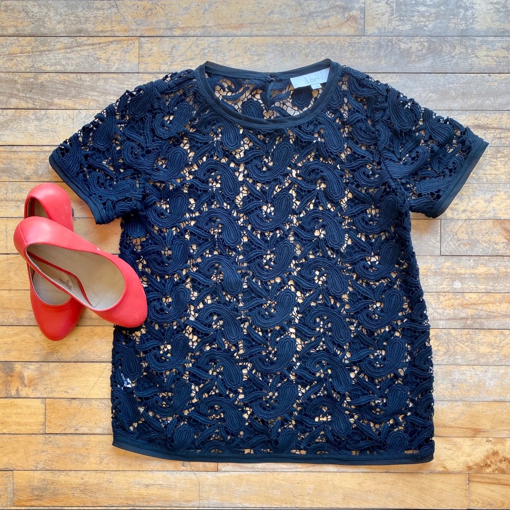 Ann Taylor LOFT paisley lace sheer top